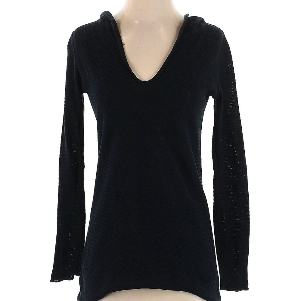 Barneys New York Black V-Neck Hoodie